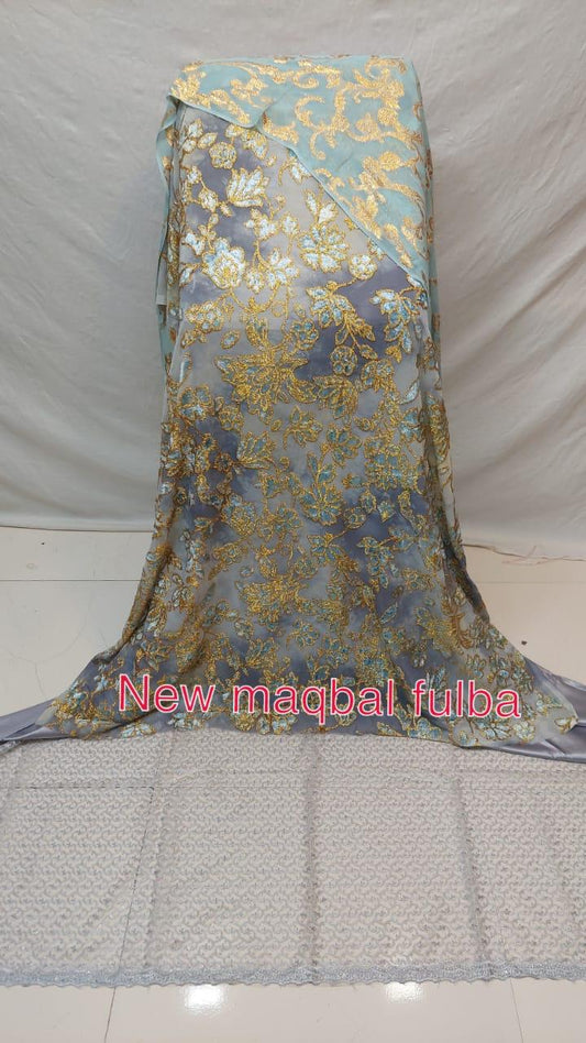 Sky Blue & Silver Maqbal Fulba