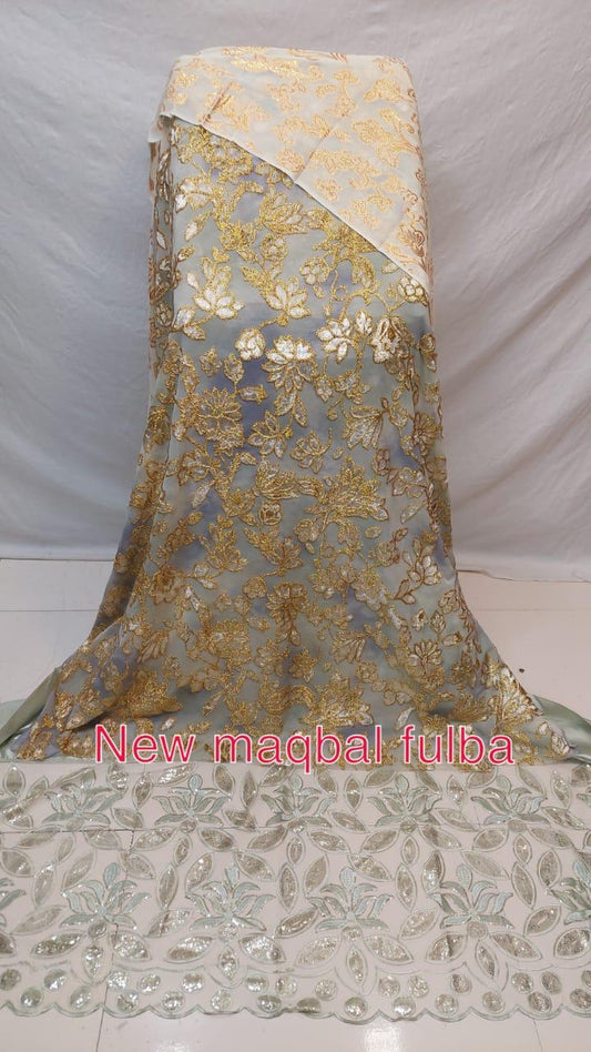 Silvery Grey & Gold Maqbal Fulba